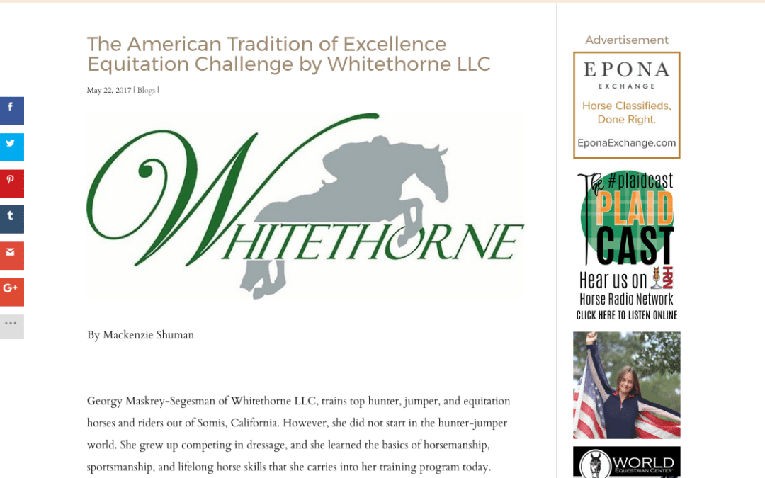 The Plaid Horse’s “The American Tradition of Excellence Equitation Challenge by Whitethorne LLC”