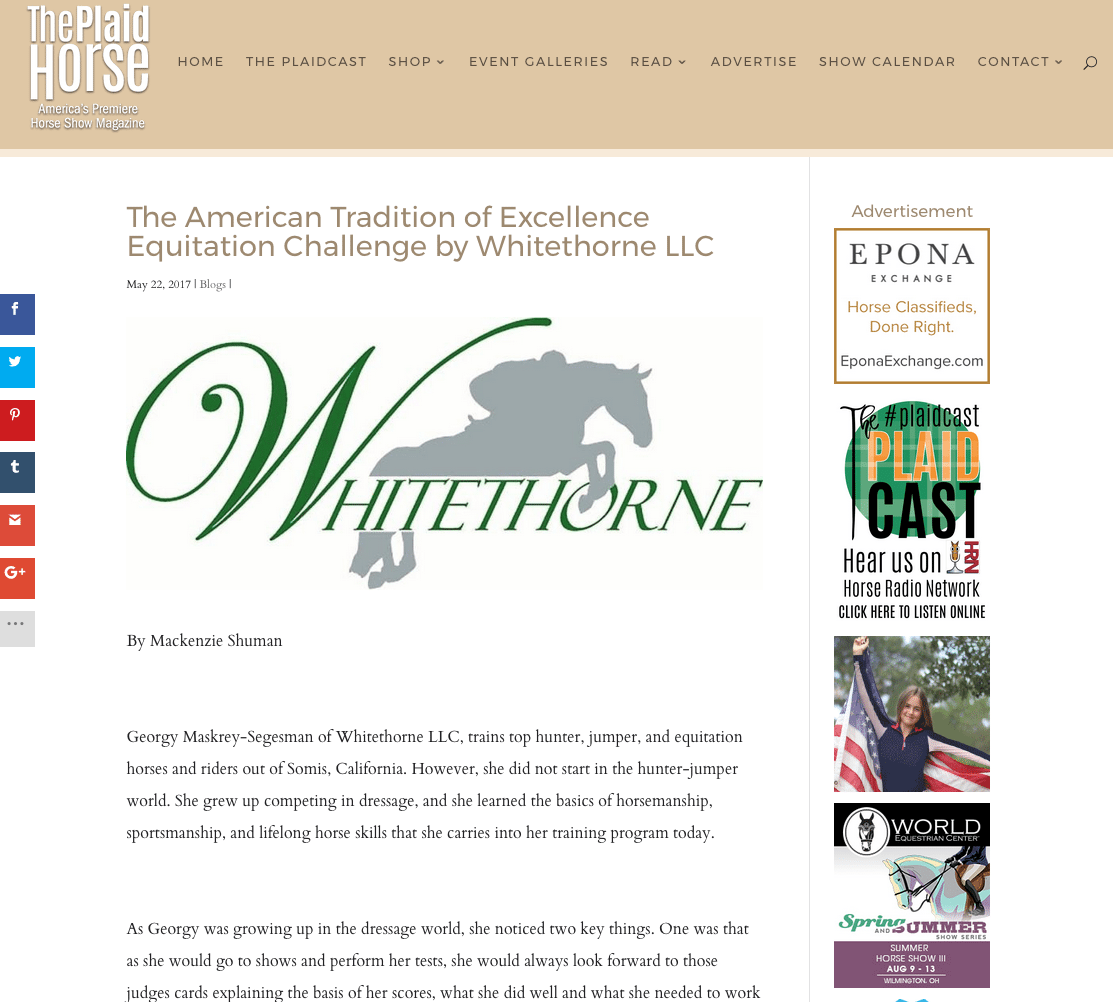 The Plaid Horse's “The American Tradition of Excellence Equitation  Challenge by Whitethorne LLC” | Tonya Johnston